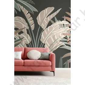 Kép 1/2 - TF00366778 levélmintás fekete tapétaposzter, digitális panel