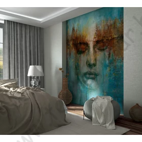 Kép 1/2 - TF30035498 női arc mintájú kék tapétaposzter, digitális panel