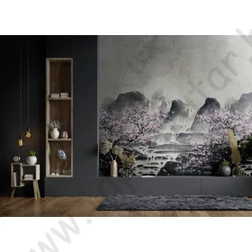 Kép 2/5 - TF30046983 cseresznyevirágos szürke tapétaposzter (212x270cm)