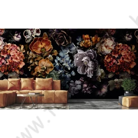 Kép 3/5 - TF30046997 virágmintás fekete tapétaposzter (212x270cm)