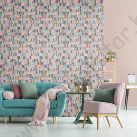 Kép 3/4 - TF30081647 geometrikus mintájú kék tapéta